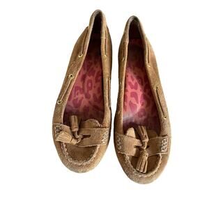 Sperry Top Sider Tan Suede Moccasins Loafers Flats Slip-on Women’s Size 7.5M